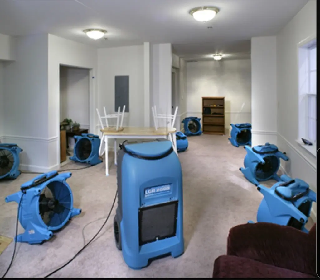 Air movers and dehumidifier setup for Water Extraction & Removal in Pittsfield